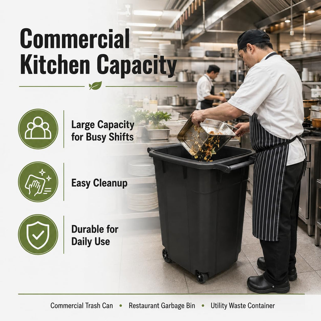 32 Gallon Wheeled Heavy-Duty Outdoor Trash Can H9249