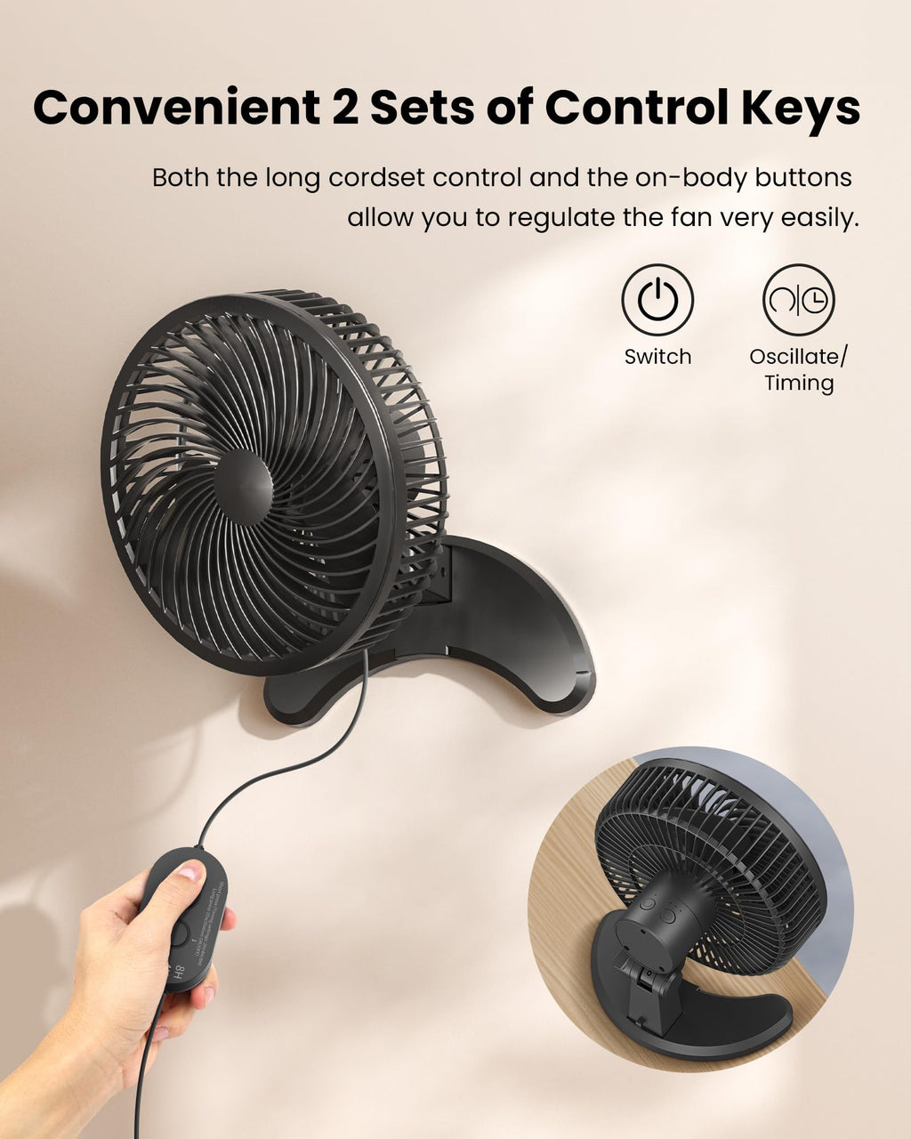 8'' Wall Mount Fan with Timer Y936229