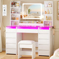 Glass Top Vanity Desk with Mirror and Stool G356312