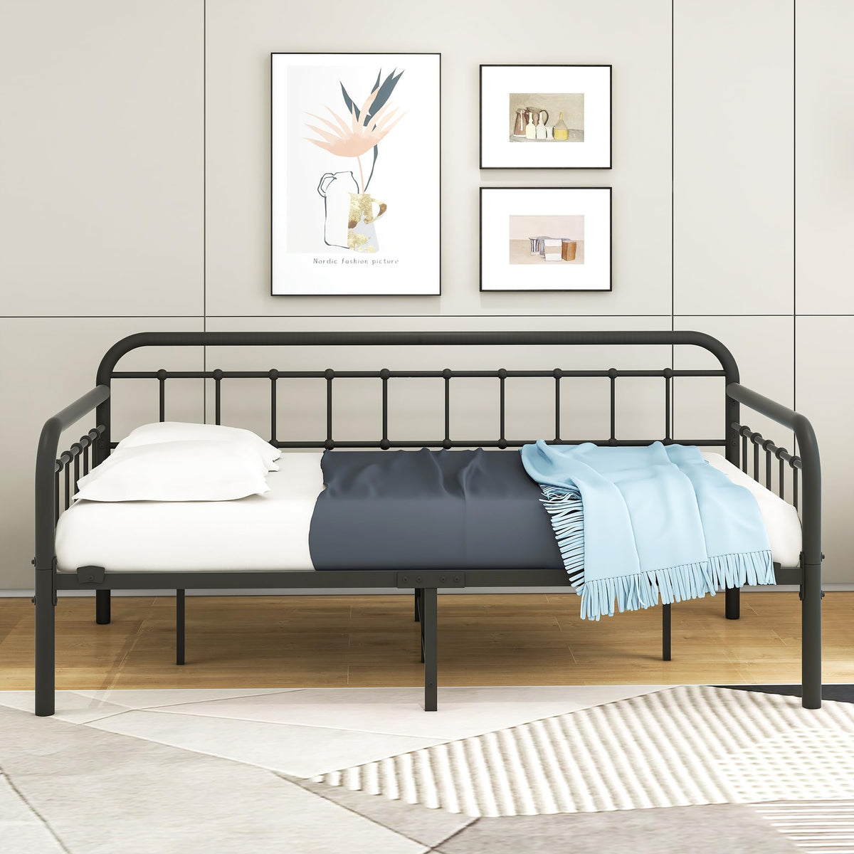 Metal Daybed Frame Twin Day Bed Black Z9666