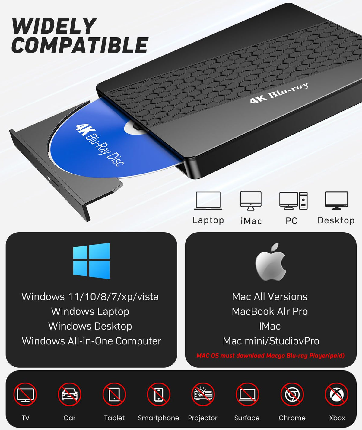 4k Blu Ray Drive with Carry Case R4073