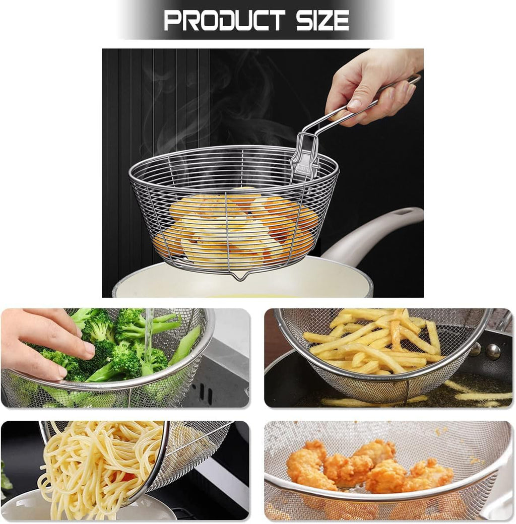 Stainless Steel Deep Fryer Basket with Detachable Handle 9 Inch B31745