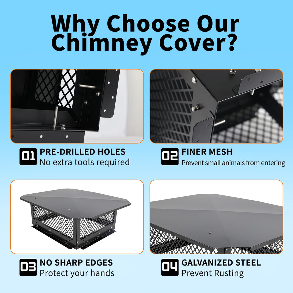 Black Galvanized Steel Chimney Cap A970