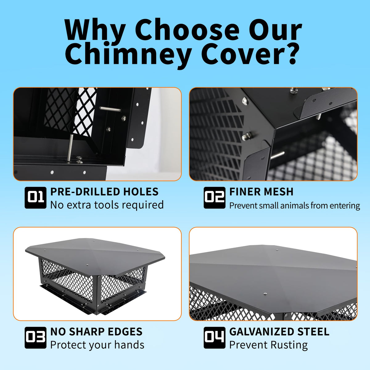 Black Galvanized Steel Chimney Cap A970