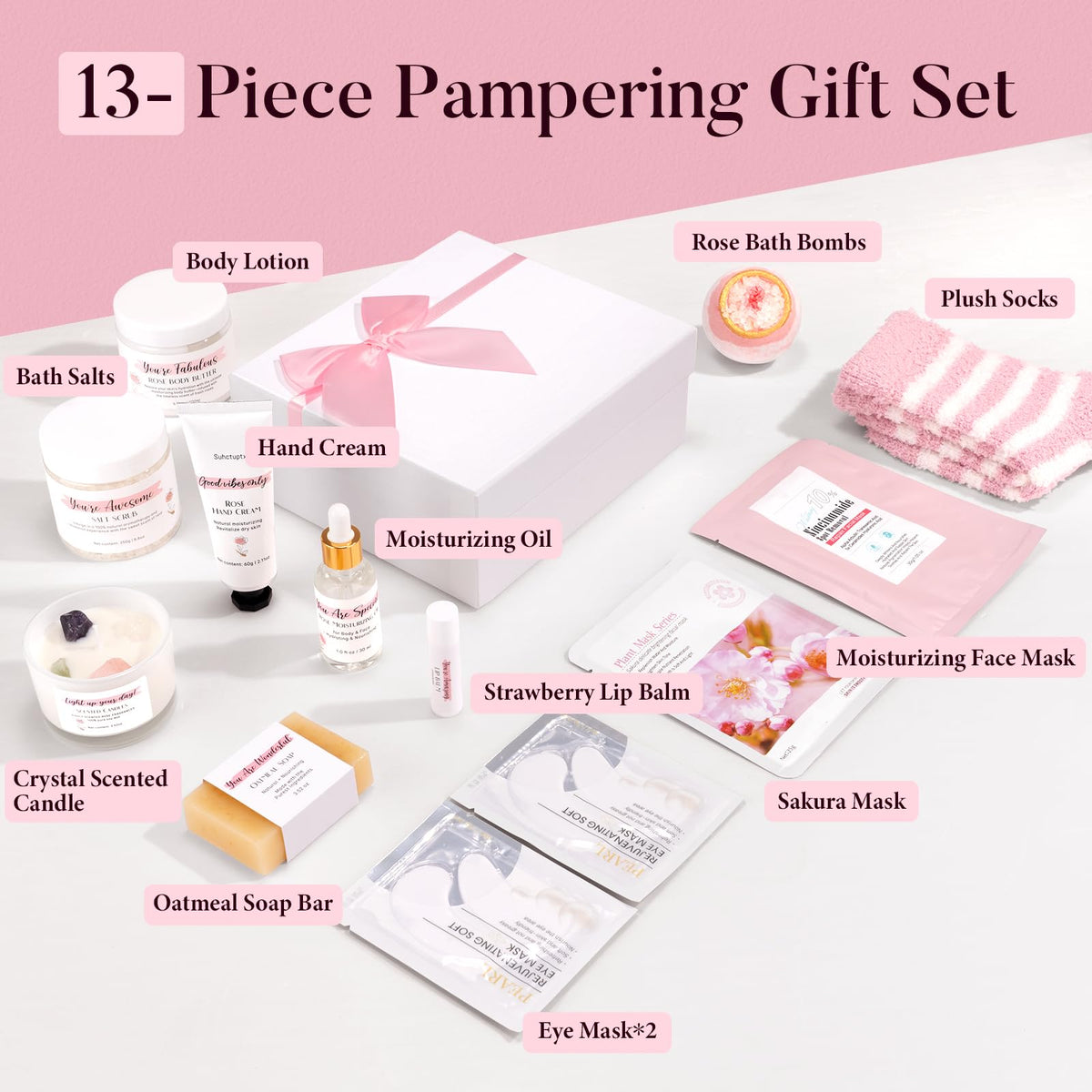 Pink 13Pcs Spa Bath Set R7278