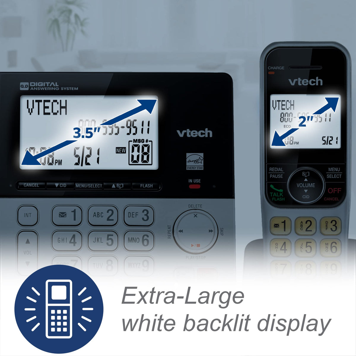 Corded/Cordless Phone System with 2 Handsets V736