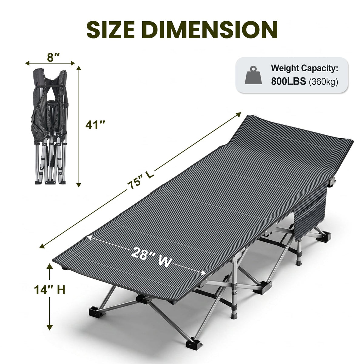 Folding Camping Cot with Mattress, 2 Pack E2962