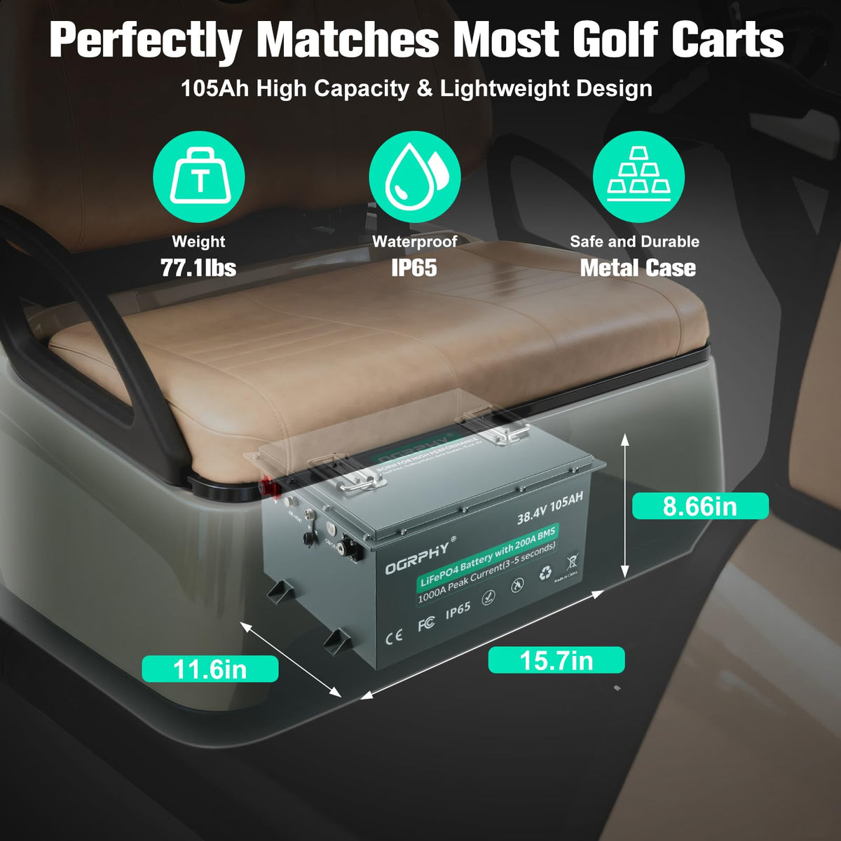 36V 105Ah Lithium Golf Cart Battery Kit with Charger H37774
