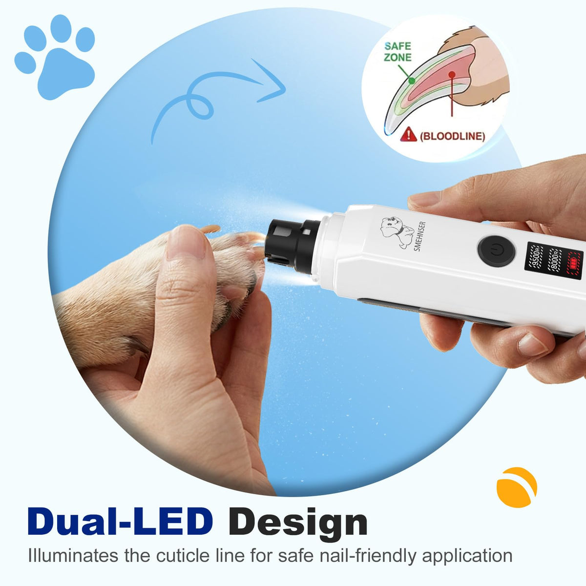 White 2-Speed USB Rechargeable Dog Nail Grinder M580219
