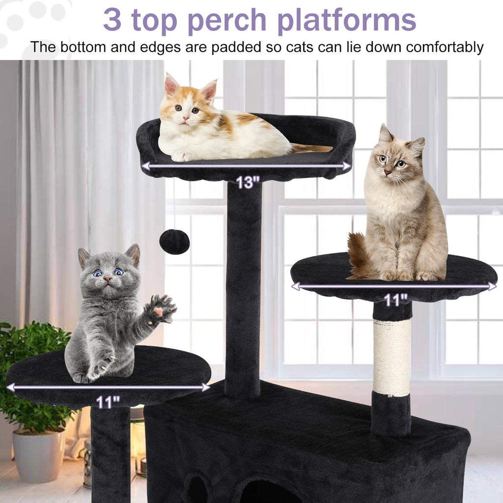 70 Inches Multi-Level Cat Tree with Litter Box Enclosure Dark Gray Z794