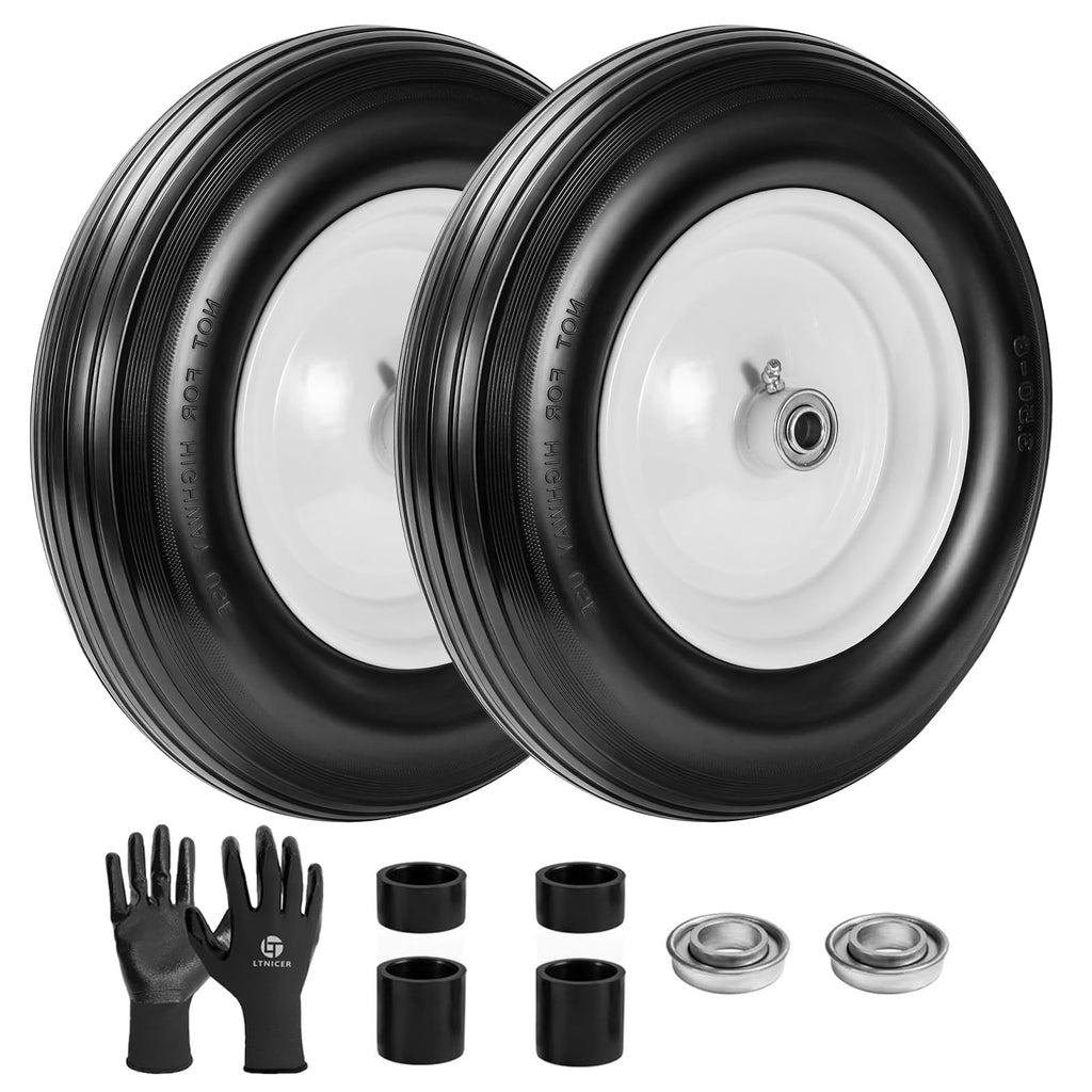 14.5" Flat Free Wheelbarrow Tire with 3/4" & 5/8" Bearing X792