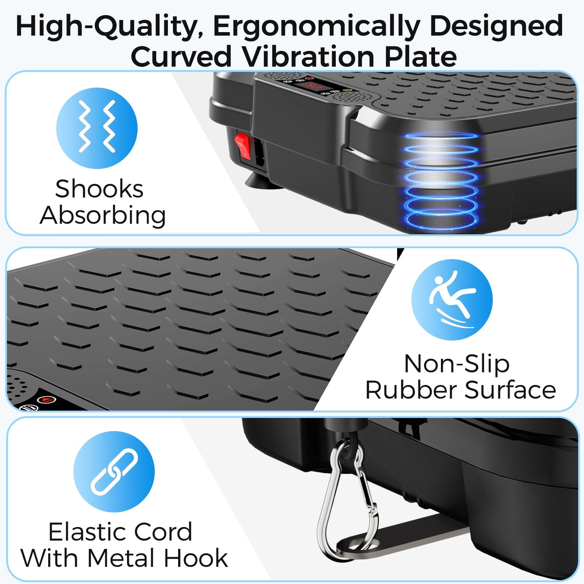Vibration Plate Exercise Machine with Resistance Bands M483752