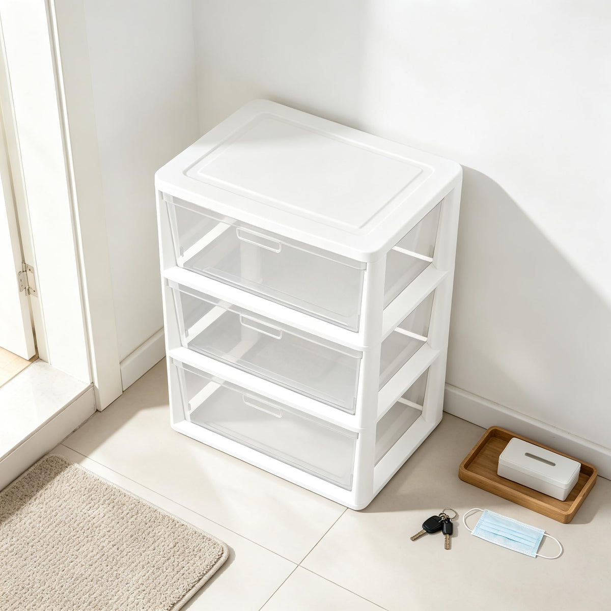 White 3-Drawer Plastic Rolling Storage Cart P433435