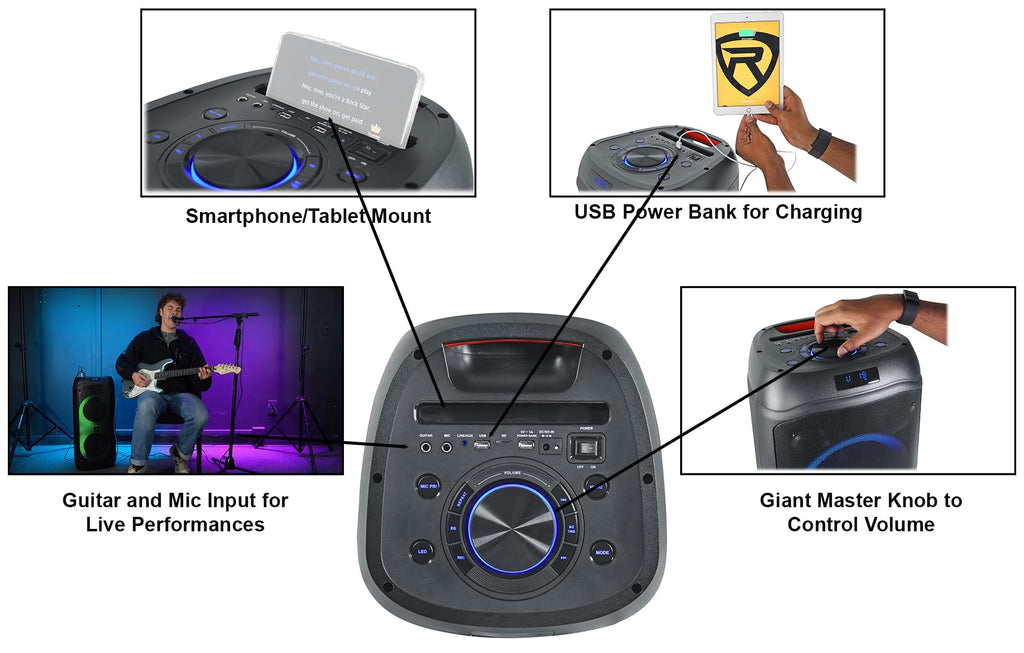 2000W Dual 8" LED Karaoke Speaker with Mic U473