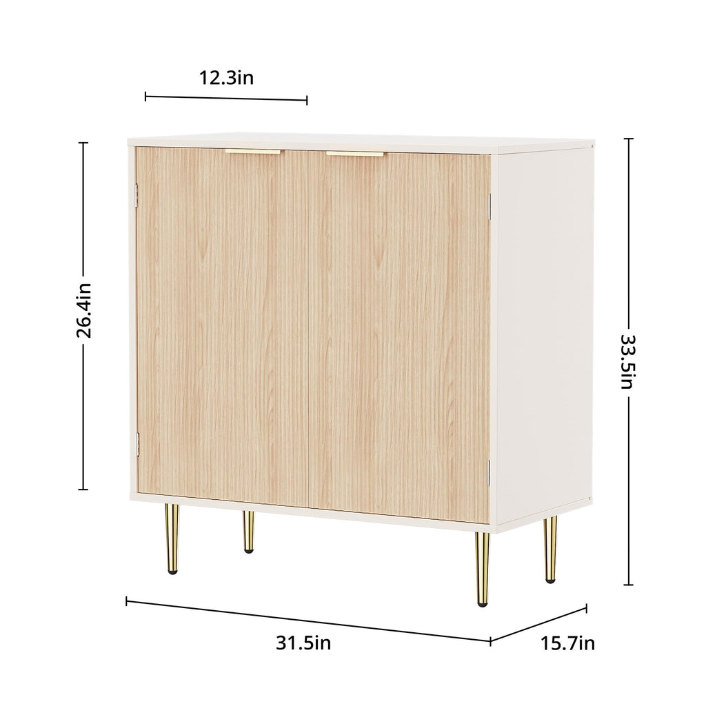 Oak Fluted Sideboard Storage Cabinet with 2 Doors W987