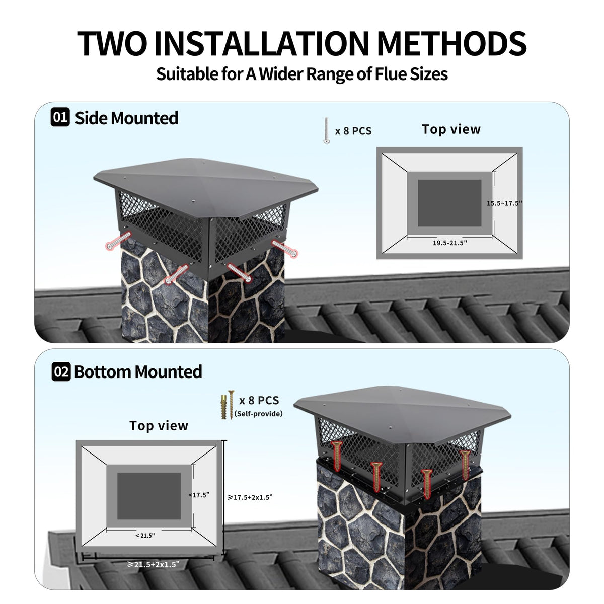 Black Galvanized Steel Chimney Cap A970