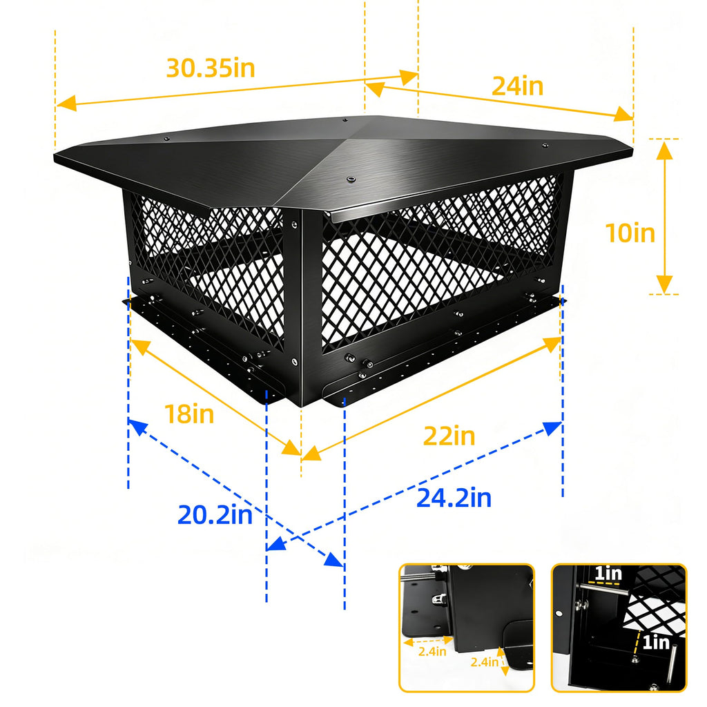 Black Galvanized Steel Chimney Cap A970