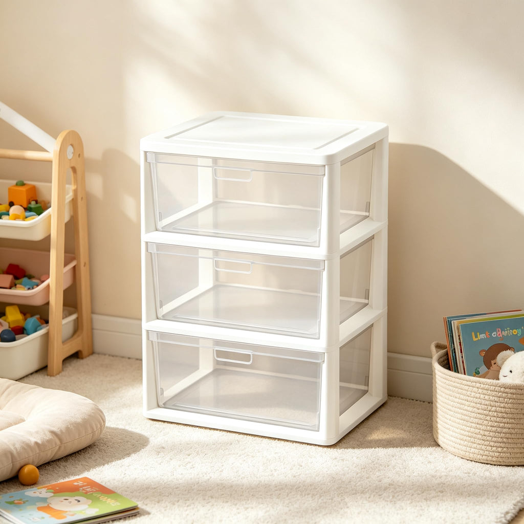 White 3-Drawer Plastic Rolling Storage Cart P433435