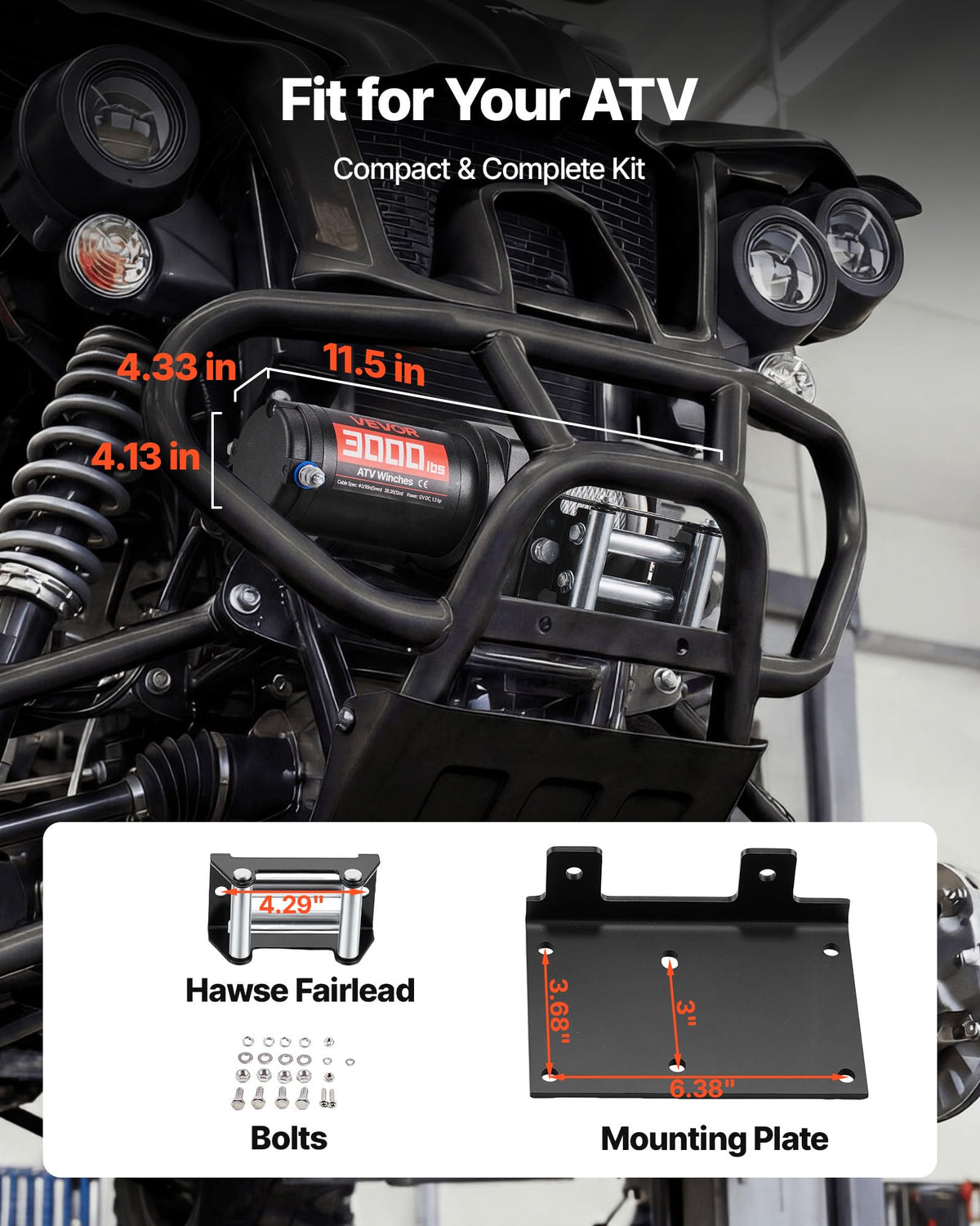 12V DC Electric Winch with Steel Wire Rope and Wired Remote Control R1004