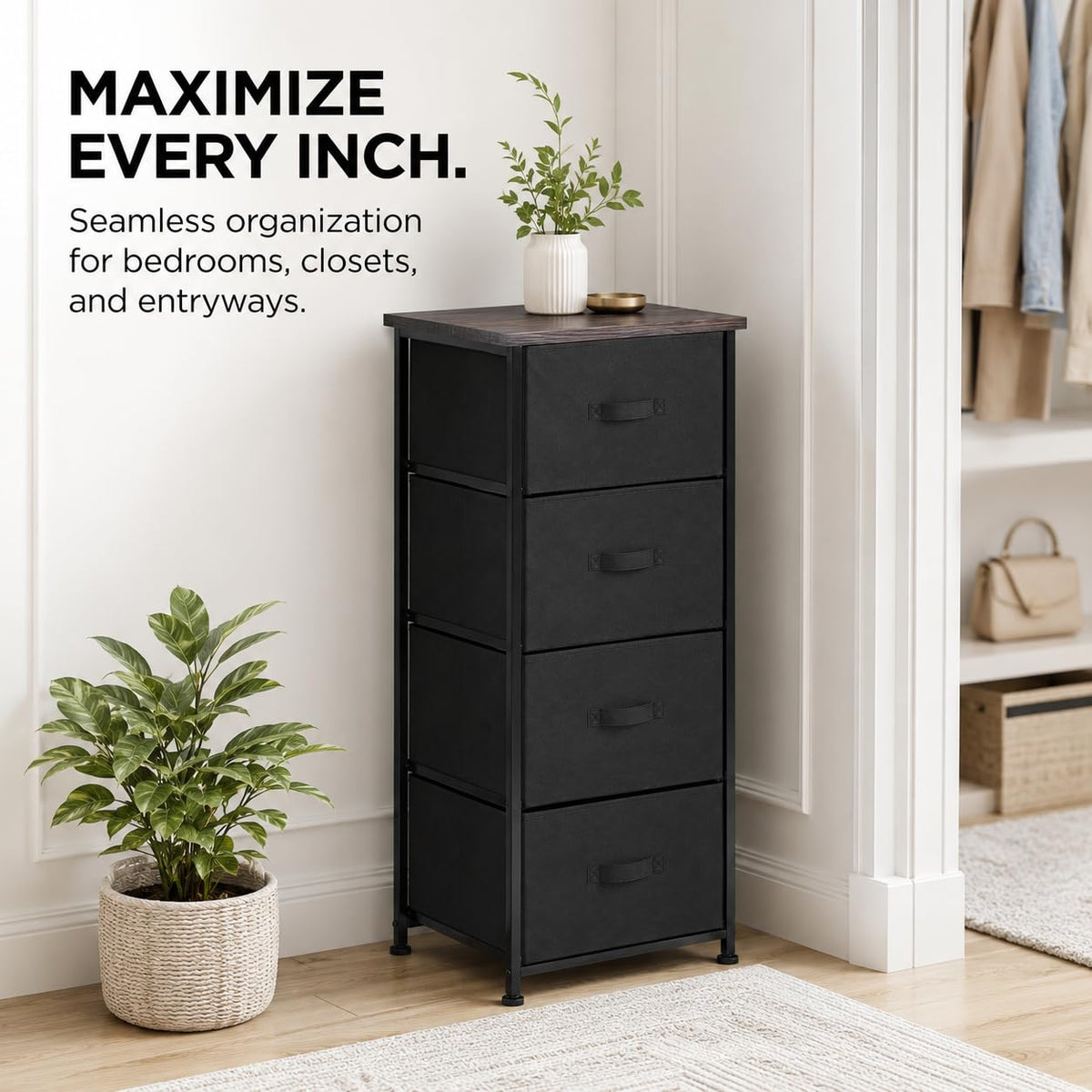 4 Drawer Fabric Storage Tower with Steel Frame G701