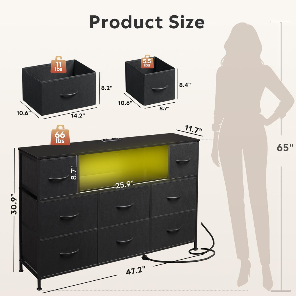 Black 8 Drawer TV Stand C427861