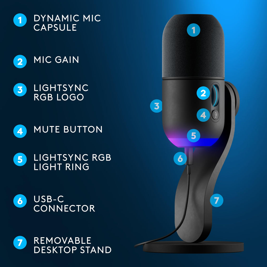 Black USB Dynamic Gaming Microphone A3729
