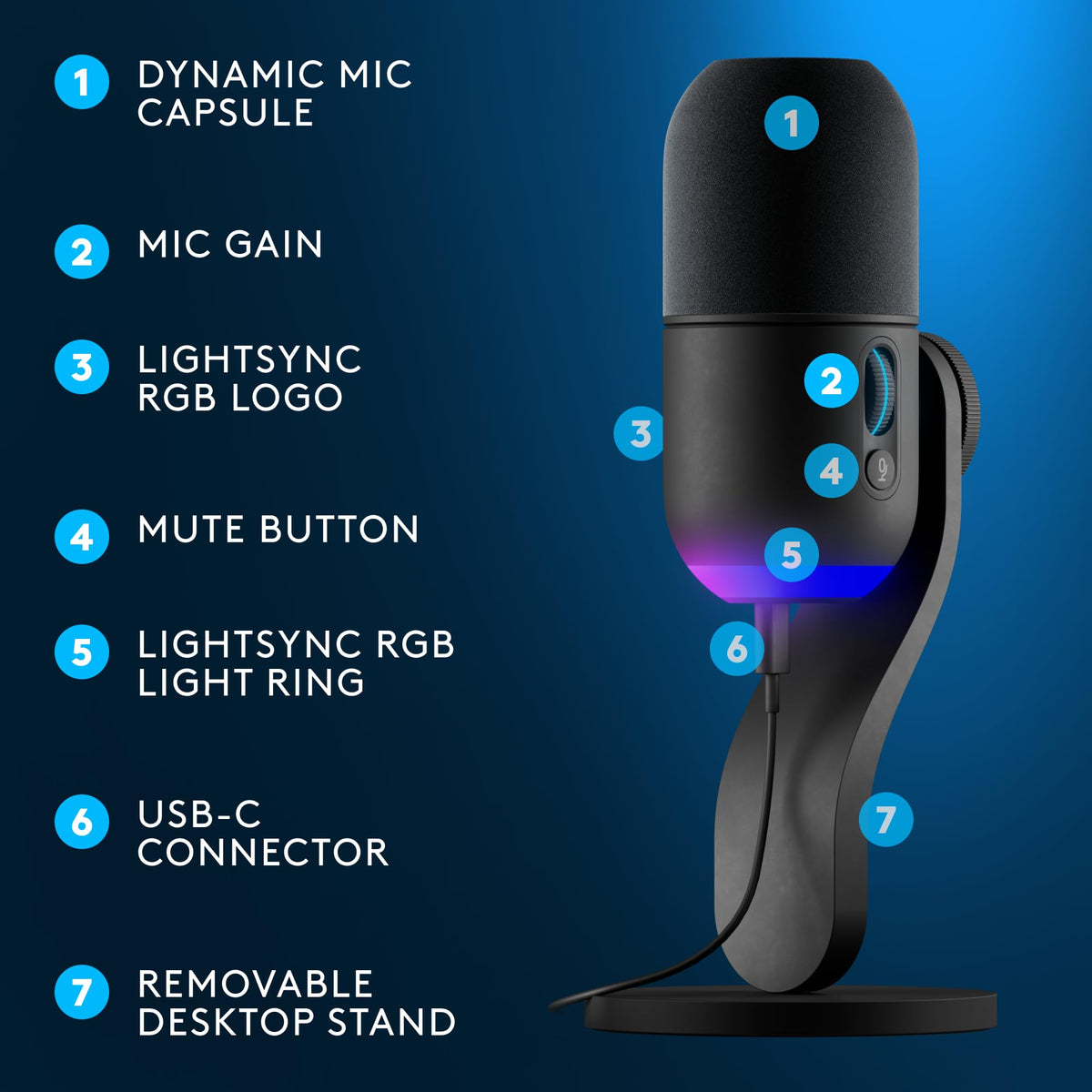 Black USB Dynamic Gaming Microphone A3729