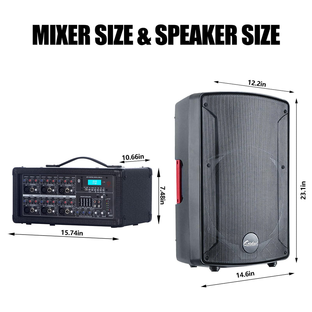 2000W Bluetooth PA System with Powered Mixer Set P866