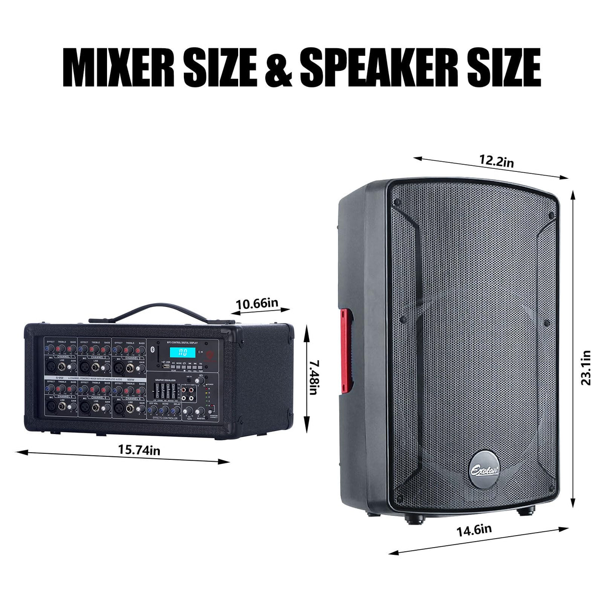 2000W Bluetooth PA System with Powered Mixer Set P866