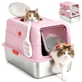 Fully Enclosed Stainless Steel Cat Litter Box with Lid P680513