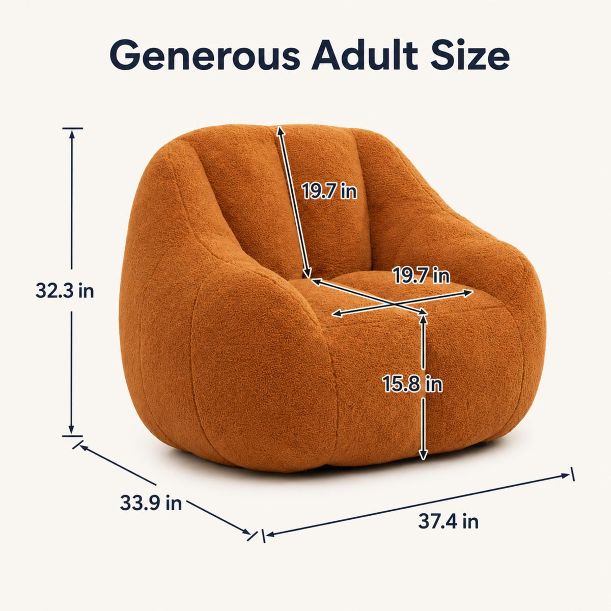 Yellow Memory Foam Bean Bag Chair E783