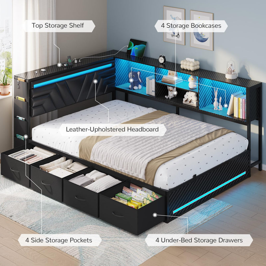 Full Corner Bed with Drawers C437718