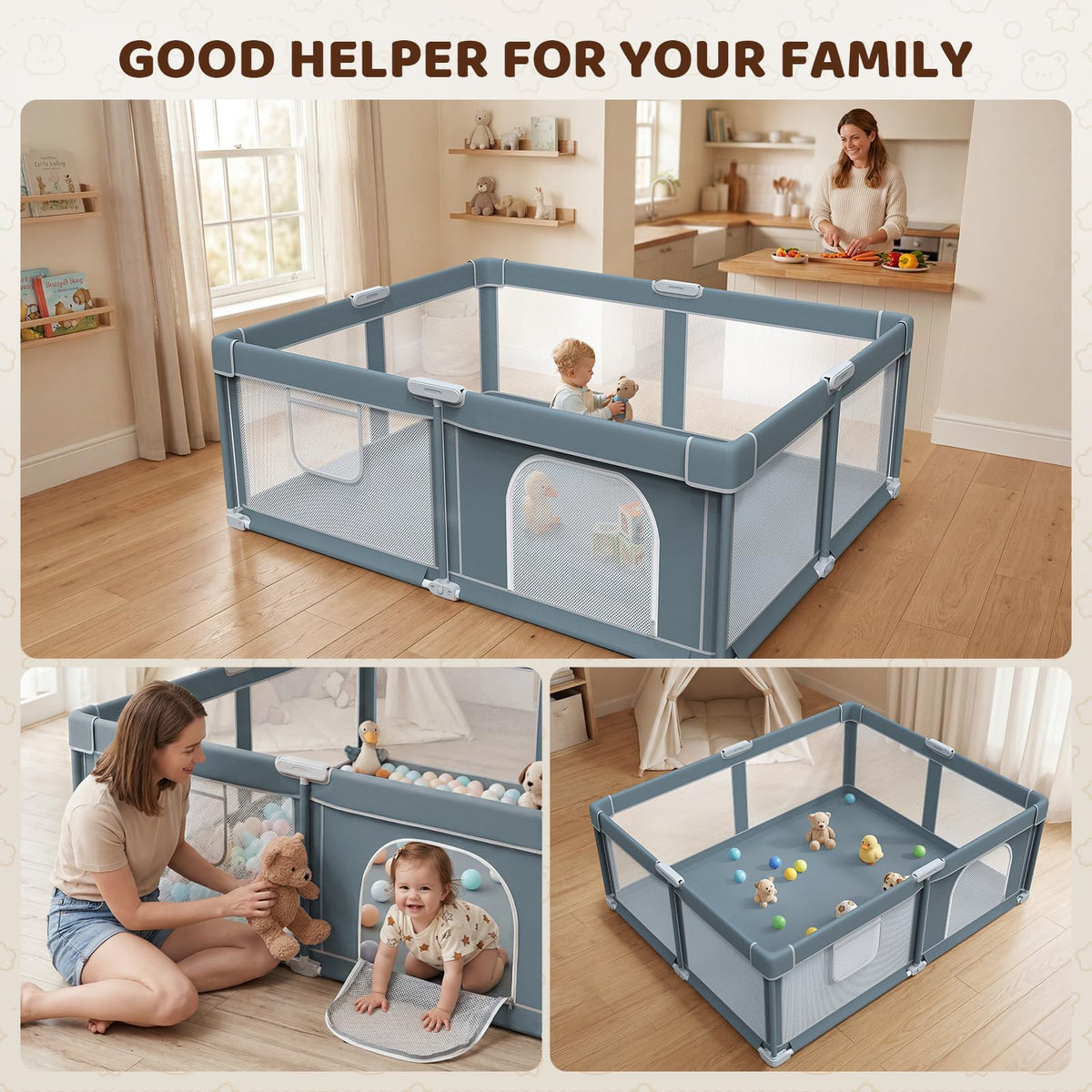 Foldable Baby Playpen 71x59 Inch B11475