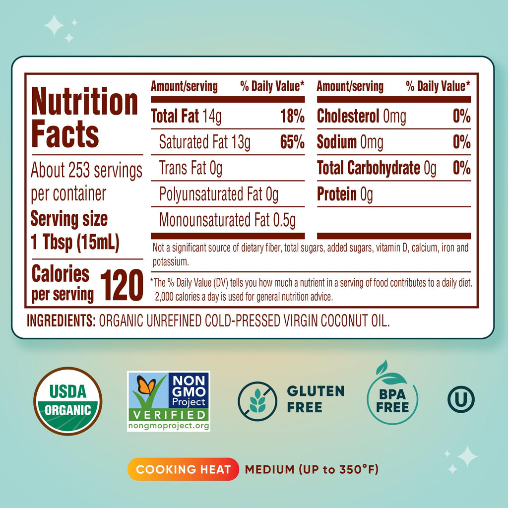 Organic Cold-Pressed Virgin Coconut Oil, 1 Gallon K467