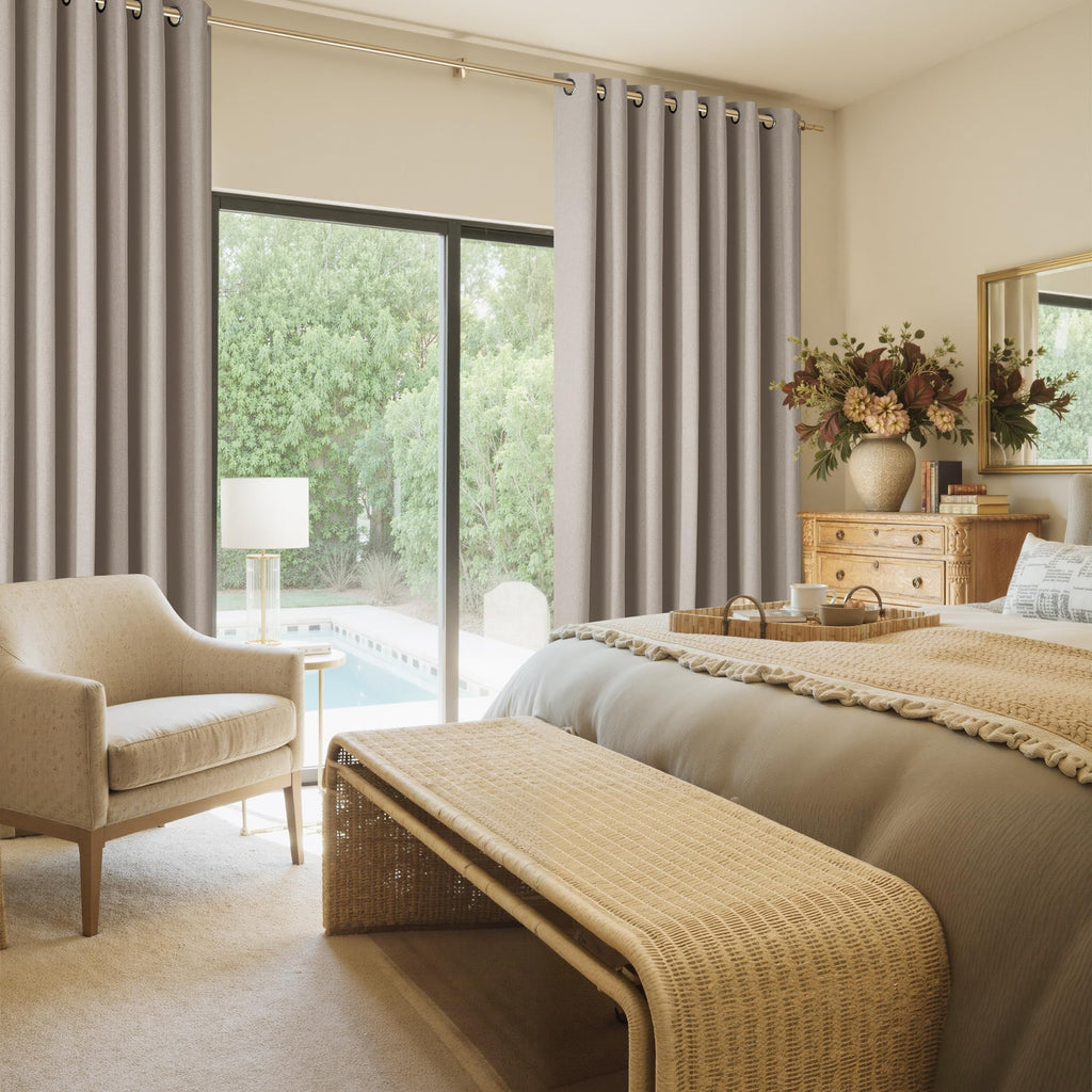 100% Blackout Linen Sliding Glass Door Curtains Q32720