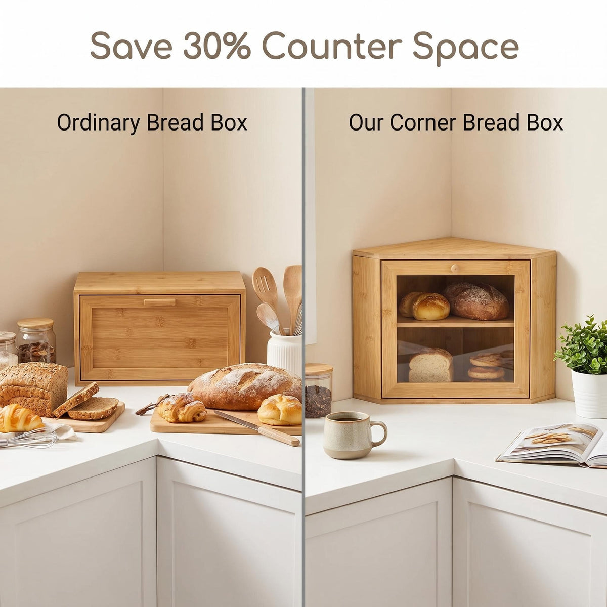 Bamboo 2 Tier Corner Bread Box F529