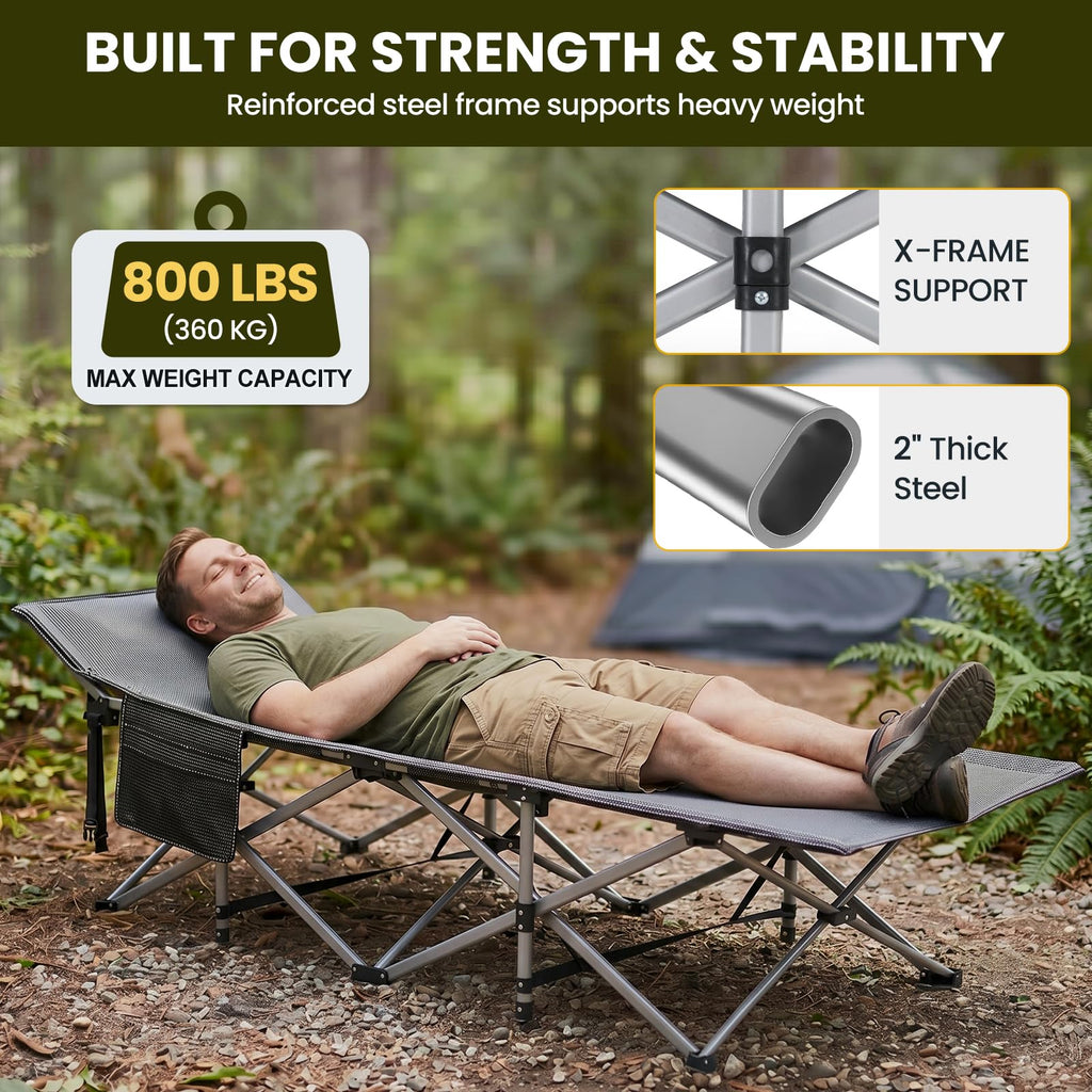 Folding Camping Cot with Mattress, 2 Pack E2962