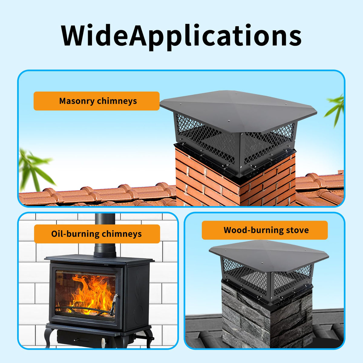 Black Galvanized Steel Chimney Cap A970
