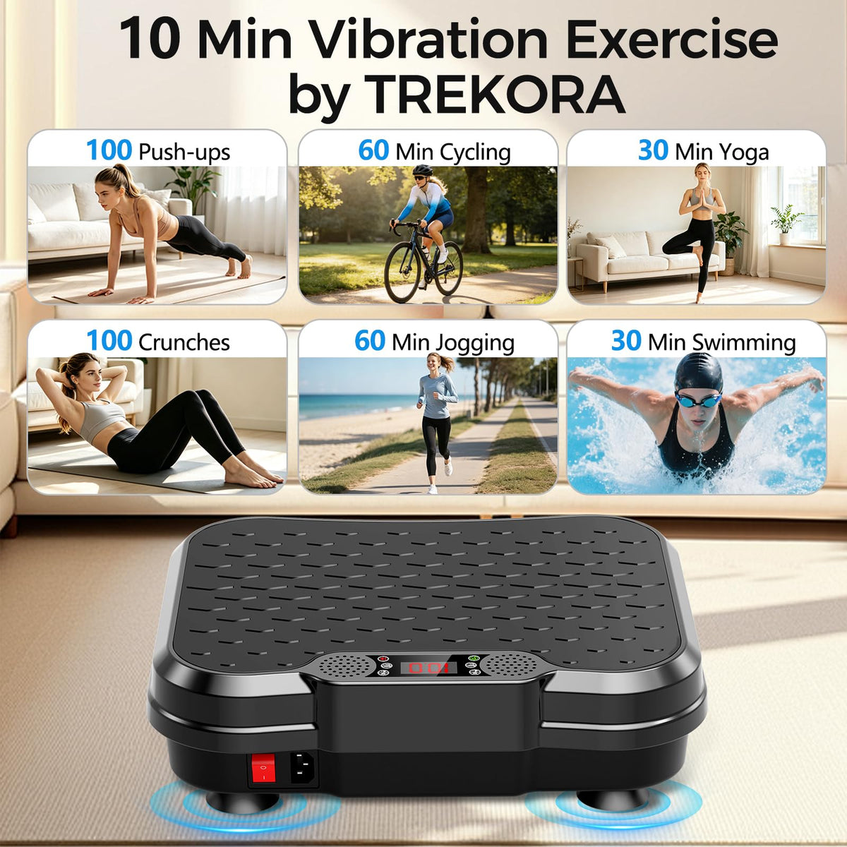 Vibration Plate Exercise Machine with Resistance Bands M483752