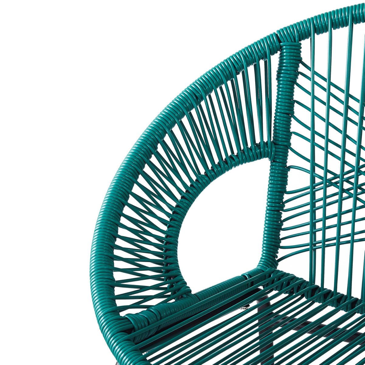 Teal Faux Wicker Outdoor Bar Stool, Set of 2 D79758