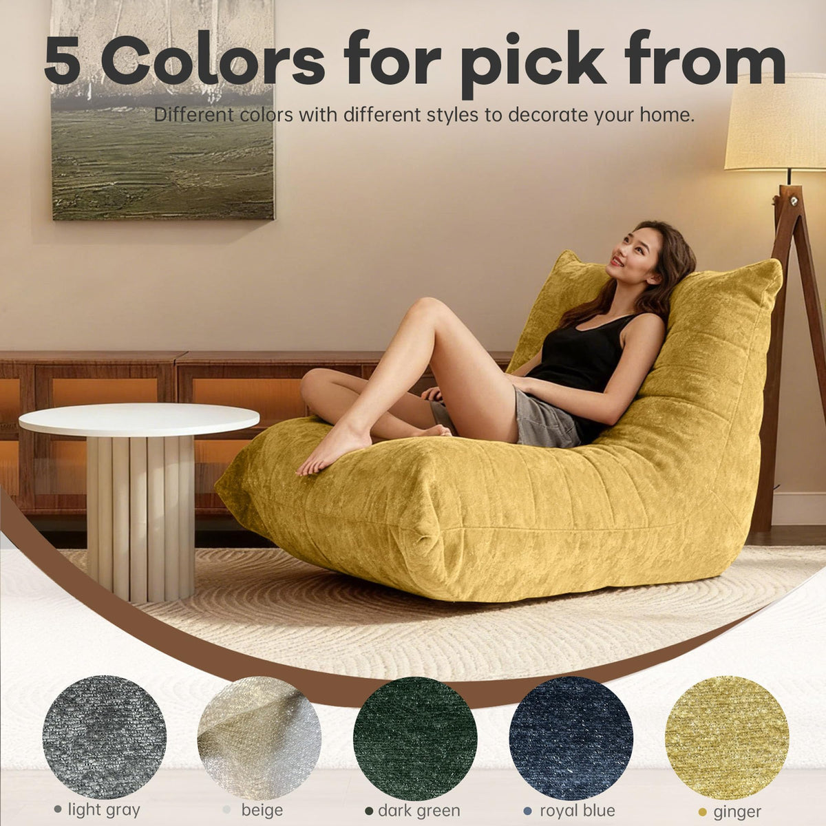 Yellow Bean Bag Chair with Memory Foam G572