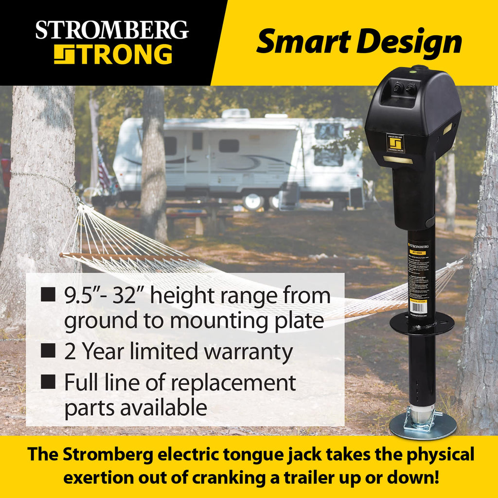Electric Tongue Jack with Ball Screw Mechanism, 18" Travel & 4.5" Drop Down Leg, 4500 lb W32795
