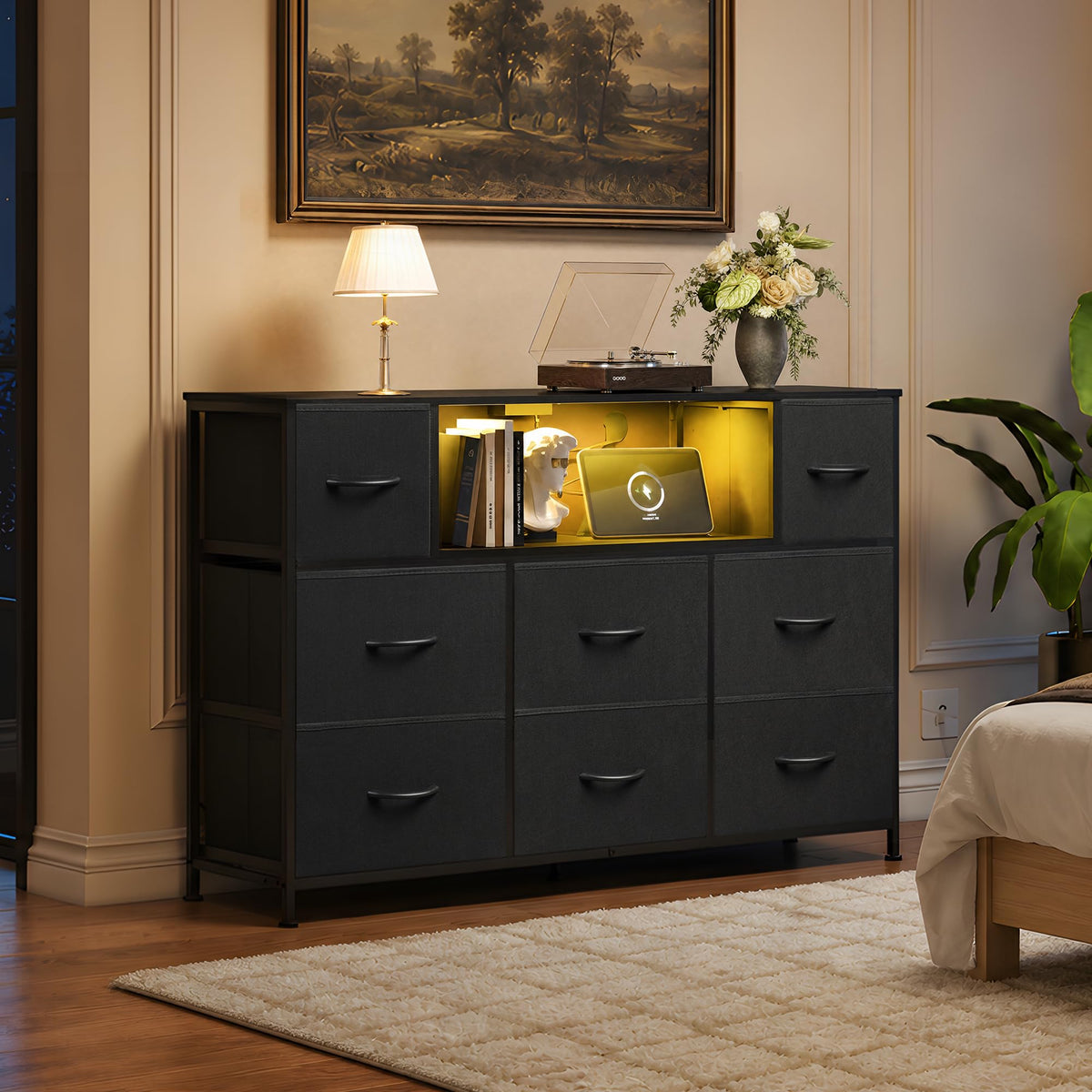 Black 8 Drawer TV Stand C427861