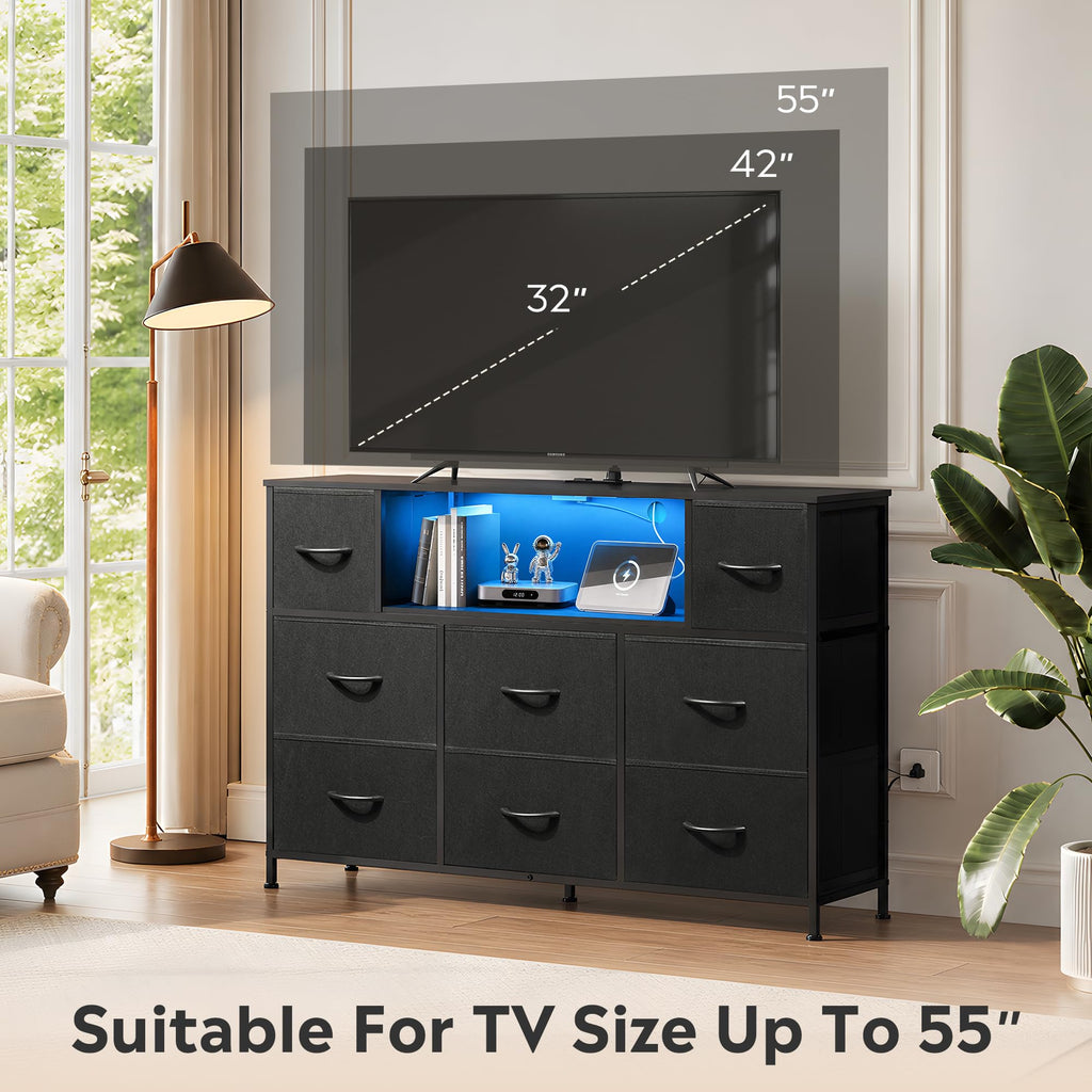 Black 8 Drawer TV Stand C427861