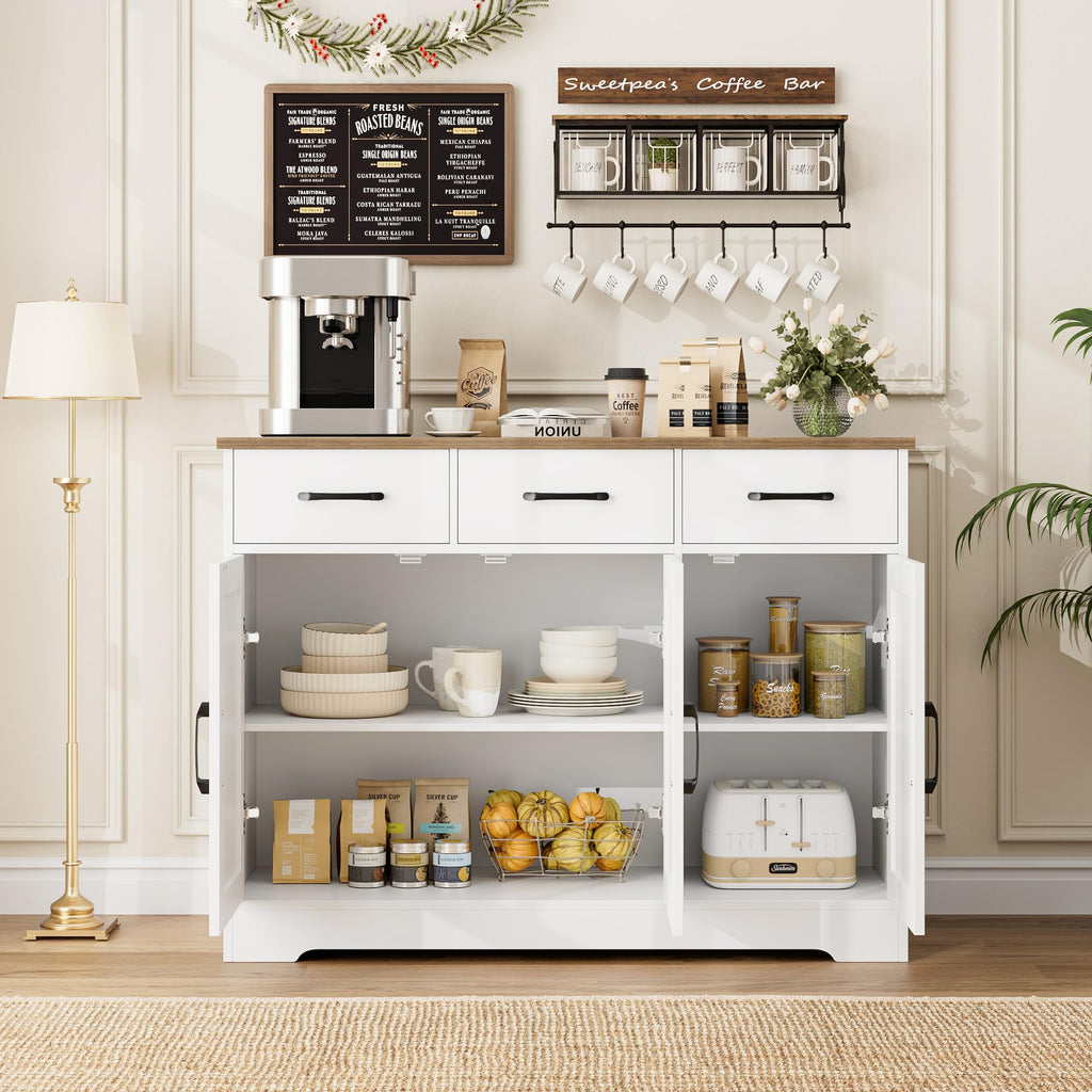 White Kitchen Buffet Cabinet with Storage P291372