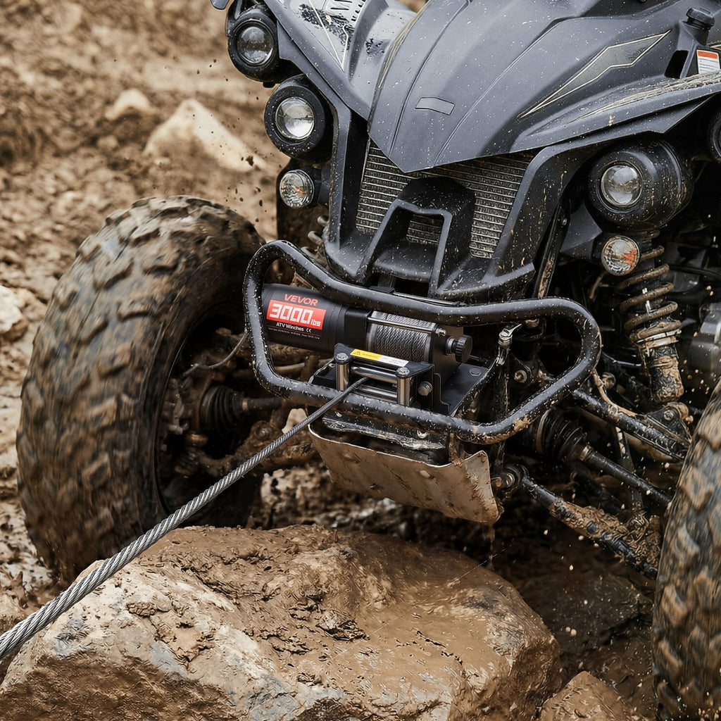 12V DC Electric Winch with Steel Wire Rope and Wired Remote Control R1004