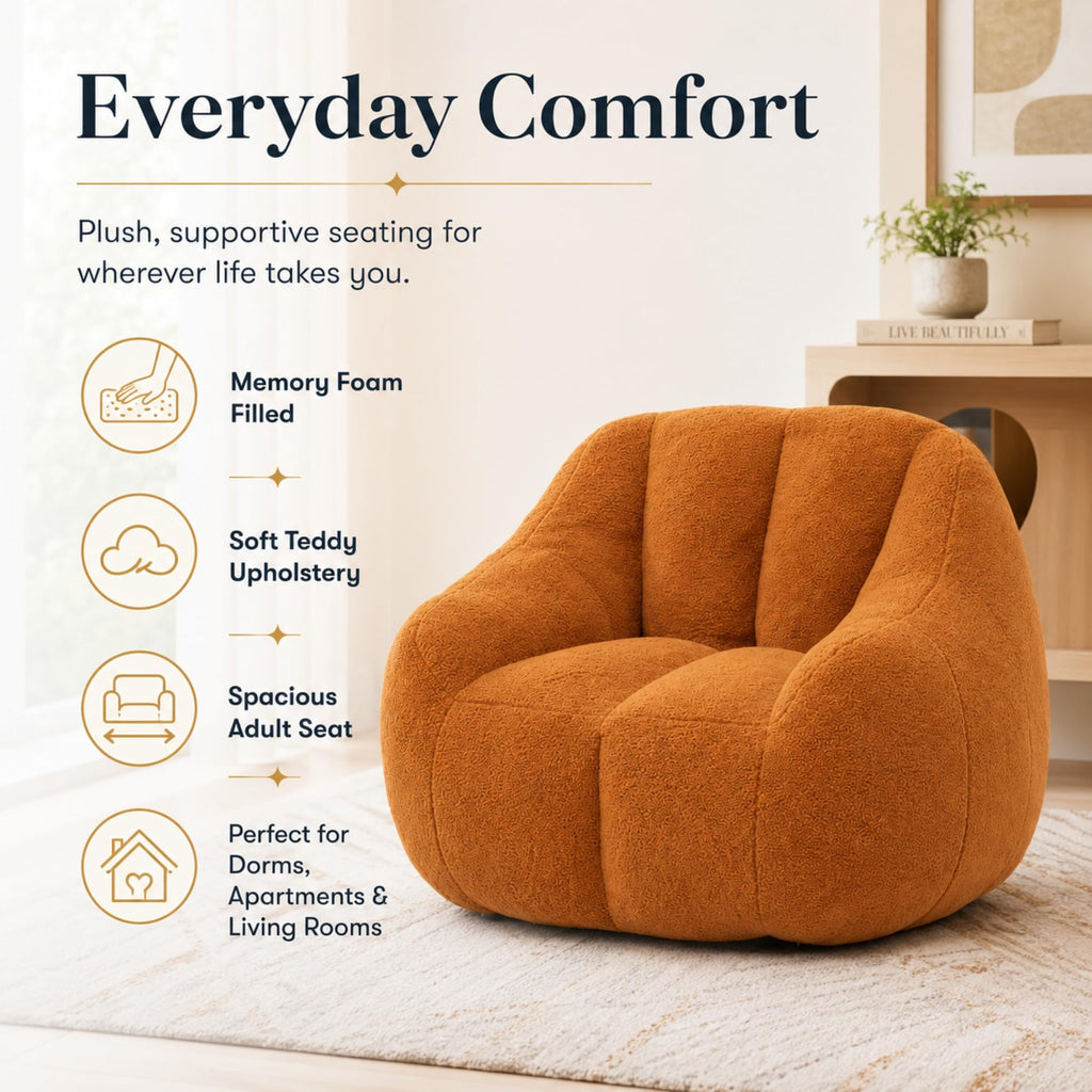 Yellow Memory Foam Bean Bag Chair E783
