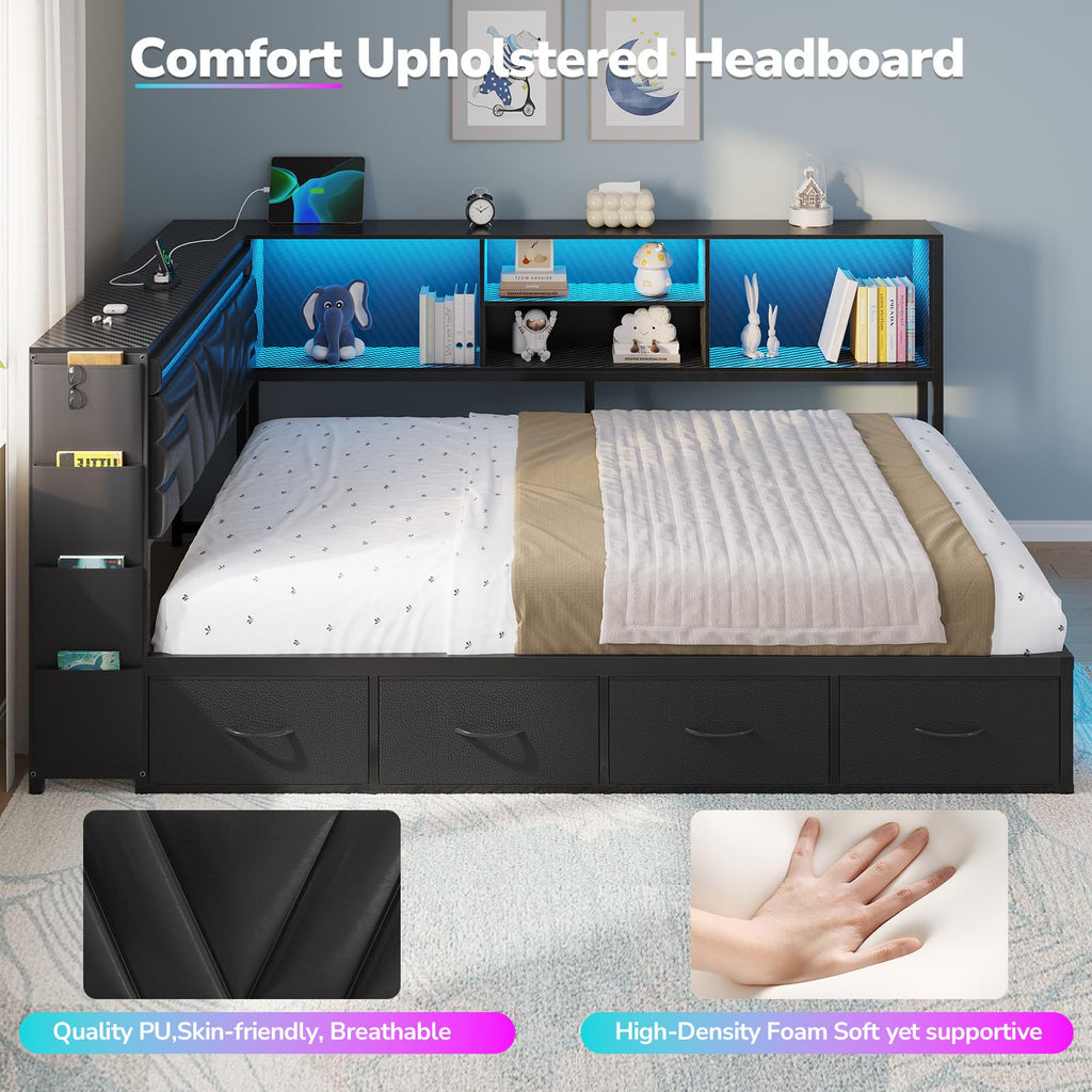 Full Corner Bed with Drawers C437718