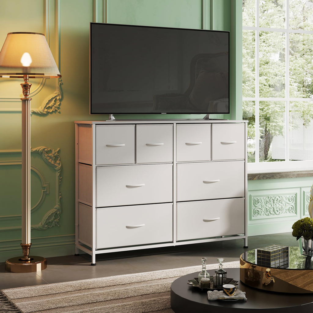 White 8 Drawer Dresser B4516
