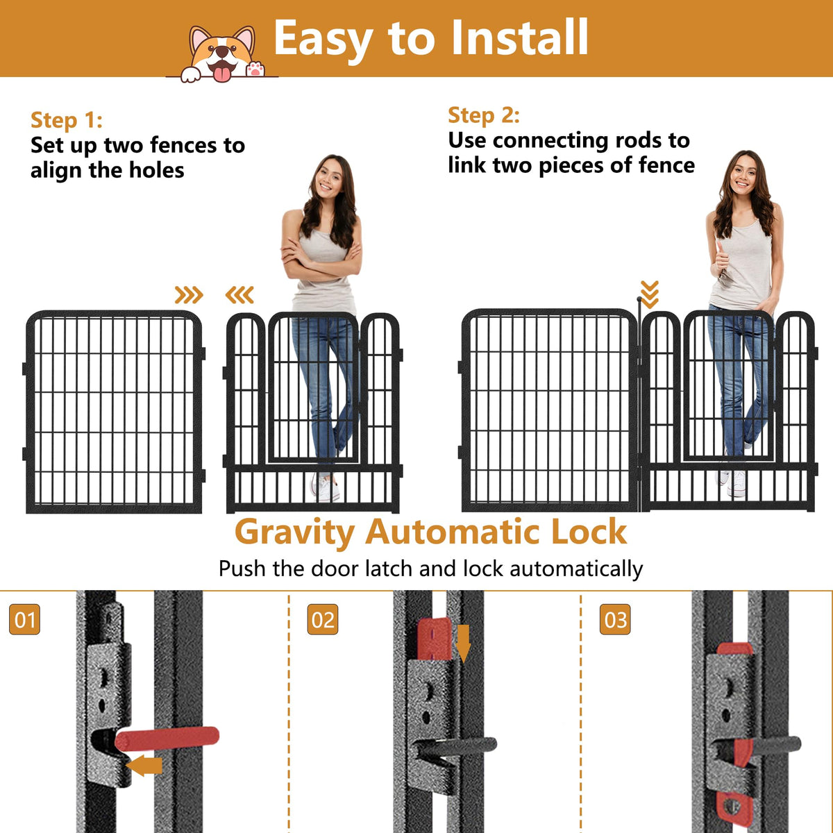 16 Panels Heavy Duty Foldable Metal Dog Playpen B1192